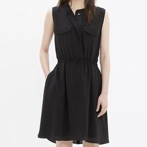 Madewell Black Silk Journey Shirtdress